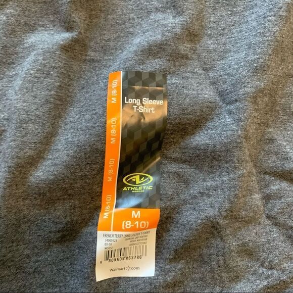 NWT New ATHLETIC WORKS French Terry Long Sleeve Scoop Open Back Top Gray M 8 10 - Picture 3 of 4